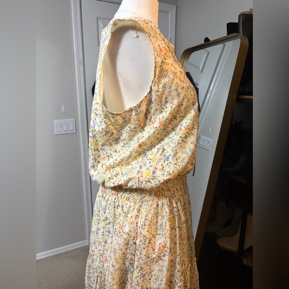 Lauren Ralph Lauren Butter Yellow with Small Floral Print Tiered Midi Sundress - Picture 3 of 16